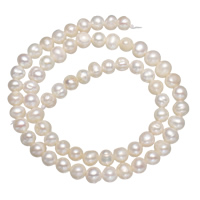 Perlas Patata Freshwater, Perlas cultivadas de agua dulce, natural, Blanco, 5-6mm, agujero:aproximado 0.8mm, Vendido para aproximado 14 Inch Sarta