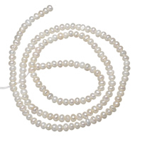 Grânulos pérolas cultivads de água doce, Pérolas de água doce, Batata, naturais, branco, 3-4mm, Buraco:Aprox 0.8mm, vendido para Aprox 15.3 inchaltura Strand