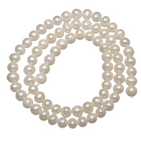 Patate coltivate in acqua dolce Perla, perla d'acquadolce coltivata naturalmente, Patata, naturale, bianco, Grade AA, 5-6mm, Foro:Appross. 0.8mm, Venduto per Appross. 15 pollice filo