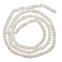 Button Gekweekte Zoetwater Parel kralen, Knop, wit, 2-3mm, Gat:Ca 0.5mm, Per verkocht 15 inch Strand