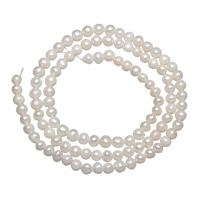 Perlas Redondas Freshwater, Perlas cultivadas de agua dulce, Esférico, natural, Blanco, Grado A, 3-4mm, agujero:aproximado 0.8mm, Vendido para 15.5 Inch Sarta