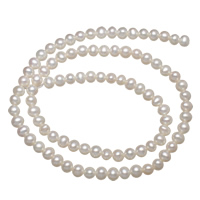 Okrugli Kulturan Slatkovodni Pearl perle, prirodan, bijel, 4-5mm, Rupa:Približno 0.8mm, Prodano Per 15 inčni Strand