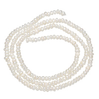 Ferskvandsperle Bead, Button, naturlig, hvid, 2-3mm, Hole:Ca. 0.8mm, Solgt Per Ca. 15 inch Strand