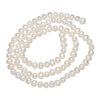 Perles nacres pommes de terre de culture d'eau douce, perle d'eau douce cultivée, pomme de terre, naturel, blanc, grade A, 4-5mm, Trou:Environ 0.8mm, Vendu par Environ 15.3 pouce brin