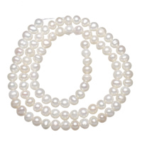 Grânulos pérolas cultivads de água doce, Pérolas de água doce, Batata, naturais, branco, 4-5mm, Buraco:Aprox 0.8mm, vendido para Aprox 15.5 inchaltura Strand