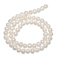 Brambor pěstované sladkovodní perle, Sladkovodní Pearl, přírodní, bílý, 6-7mm, Otvor:Cca 0.8mm, Prodáno za Cca 15 inch Strand