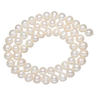 Kartoffel ferskvandskulturperle Beads, Ferskvandsperle, naturlig, hvid, 6-7mm, Hole:Ca. 0.8mm, Solgt Per Ca. 15 inch Strand