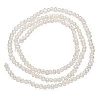 Grânulos pérolas cultivads de água doce, Pérolas de água doce, Batata, naturais, branco, Grade AA, 2-3mm, Buraco:Aprox 0.8mm, vendido para 15.5 inchaltura Strand