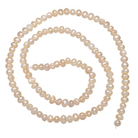 Barokní kultivované sladkovodní perle, Sladkovodní Pearl, Nuggets, přírodní, růžový, 3-4mm, Otvor:Cca 0.8mm, Prodáno za 15.7 inch Strand