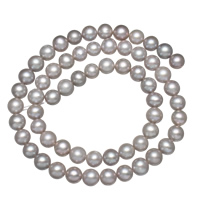 Ronde Gekweekte Zoetwater Parel kralen, grijs, Grade A, 6-7mm, Gat:Ca 0.8mm, Per verkocht 14.7 inch Strand