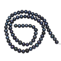 Kartoffel ferskvandskulturperle Beads, Ferskvandsperle, sort, 5-6mm, Hole:Ca. 0.8mm, Solgt Per Ca. 13.7 inch Strand