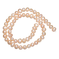 Brambor pěstované sladkovodní perle, Sladkovodní Pearl, přírodní, růžový, 6-7mm, Otvor:Cca 0.8mm, Prodáno za Cca 14.5 inch Strand