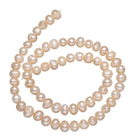 Runda odlad sötvattenspärla pärlor, Freshwater Pearl, Potatis, naturlig, rosa, Grade A, 5-6mm, Hål:Ca 0.8mm, Såld Per 14.5 inch Strand