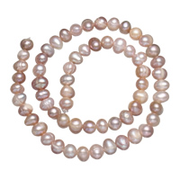 Kartoffel ferskvandskulturperle Beads, Ferskvandsperle, naturlig, lilla, 6-7mm, Hole:Ca. 0.8mm, Solgt Per Ca. 14 inch Strand