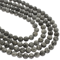 Jasper Picasso Kraal, Ronde, 8mm, Gat:Ca 1mm, Ca 48pC's/Strand, Per verkocht Ca 14.5 inch Strand