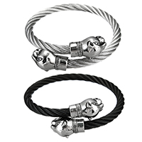 Stainless Steel Bangle, rustfrit stål magnetlås, Animal, forgyldt, Unisex & justerbar & sværte, flere farver til valg, 14x25x9mm, 6mm, Indvendig diameter:Ca. 61x54mm, Længde Ca. 10 inch, Solgt af PC