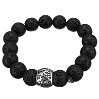 Unisex la pulsera y el brazalete, lava, con acero inoxidable, acero inoxidable cierre magnético, natural, unisexo & ennegrezca, 12x14mm, 12mm, Vendido para aproximado 9 Inch Sarta