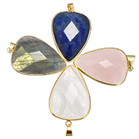 Gemstone Pendants Jewelry Brass with Gemstone Teardrop gold color plated natural nickel lead & cadmium free Approx Sold By PC