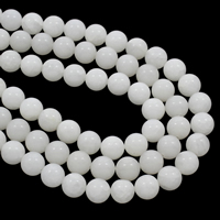 Farvet Marble Bead, Runde, forskellig størrelse for valg, hvid, Hole:Ca. 1mm, Solgt Per Ca. 14.5 inch Strand