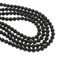 Musta Obsidian Helmet, Pyöreä, 8mm, Reikä:N. 1mm, N. 48PC/Strand, Myyty Per N. 14.5 tuuma Strand