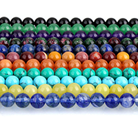 Blandet Gemstone perler, Ædelsten, Runde, forskellige materialer til valg, 10mm, Hole:Ca. 1mm, Ca. 38pc'er/Strand, Solgt Per Ca. 15 inch Strand