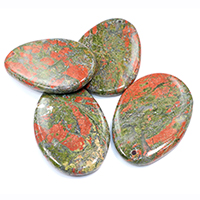 Unakite Riipus, Flat Oval, luonnollinen, 37-38x55-56x6-7mm, Reikä:N. 2mm, 10PC/erä, Myymät erä