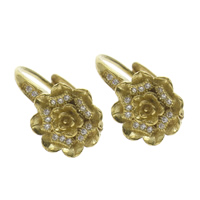 Ciúbach Zirconia Micrimhilseogra réiteodh Earring Prás, Flower, micrea-pave 34 ríomhaire ciúbach zirconia, dath bunaidh, nicil, luaidhe & caidmiam saor in aisce, 12x17x13.50mm, Díolta De réir Péire