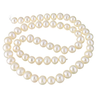 Krumpir Kulturan Slatkovodni Pearl perle, prirodan, bijel, 7-8mm, Rupa:Približno 0.8mm, Prodano Per Približno 15.9 inčni Strand