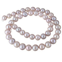 Kulaté kultivované sladkovodní perle, Sladkovodní Pearl, Kolo, přírodní, nachový, 9-10mm, Otvor:Cca 0.8-1mm, Prodáno za Cca 15.7 inch Strand