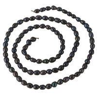 Rice ferskvandskulturperle Beads, Ferskvandsperle, Ris, mørkegrøn, 3-4mm, Hole:Ca. 0.8mm, Solgt Per Ca. 14.5 inch Strand