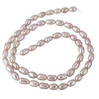 Rice ferskvandskulturperle Beads, Ferskvandsperle, Ris, naturlig, lilla, 4-5mm, Hole:Ca. 0.8mm, Solgt Per Ca. 15 inch Strand