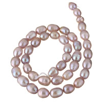 Rýže kultivované sladkovodní perle, Sladkovodní Pearl, přírodní, nachový, 7-8mm, Otvor:Cca 0.8mm, Prodáno za Cca 15.5 inch Strand