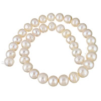 Potatis odlad sötvattenspärla pärlor, Freshwater Pearl, naturlig, vit, 12-13mm, Hål:Ca 0.8mm, Såld Per Ca 15 inch Strand