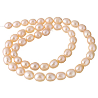 Rice Kulturan Slatkovodni Pearl perle, Riža, prirodan, roze, 6-7mm, Rupa:Približno 0.8mm, Prodano Per Približno 15.5 inčni Strand