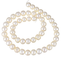 Perlas Patata Freshwater, Perlas cultivadas de agua dulce, natural, Blanco, 9-10mm, agujero:aproximado 0.8mm, Vendido para aproximado 15.3 Inch Sarta