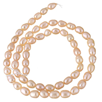 Rice Kulturan Slatkovodni Pearl perle, Riža, prirodan, roze, 4-5mm, Rupa:Približno 0.8mm, Prodano Per Približno 13.8 inčni Strand