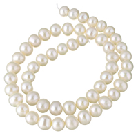 Perlas Patata Freshwater, Perlas cultivadas de agua dulce, natural, Blanco, 8-9mm, agujero:aproximado 0.8mm, Vendido para aproximado 15.3 Inch Sarta