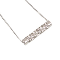 Roestvrij staal halskettingen, Zinc Alloy, met ijzeren ketting, met 3cm extender keten, Buis, platinum plated, uniseks & twist ovale keten & met strass, lood en cadmium vrij, 45x9mm, Per verkocht Ca 18.8 inch Strand