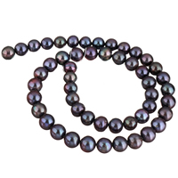 Kartoffel ferskvandskulturperle Beads, Ferskvandsperle, lilla, 8-9mm, Hole:Ca. 0.8mm, Solgt Per Ca. 15 inch Strand