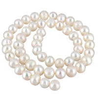 Perlas Patata Freshwater, Perlas cultivadas de agua dulce, natural, Blanco, 8-9mm, agujero:aproximado 0.8mm, Vendido para aproximado 15 Inch Sarta