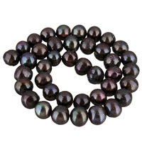 Brambor pěstované sladkovodní perle, Sladkovodní Pearl, černý, 10-11mm, Otvor:Cca 0.8mm, Prodáno za Cca 15.1 inch Strand