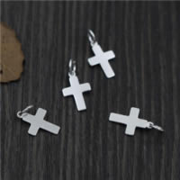 925 Sterling Silver siogairlín, Cross, 8x12.40mm, Poll:Thart 2mm, 20ríomhairí pearsanta/Lot, Díolta De réir Lot