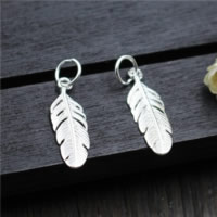 925 Sterling Silver hänge, Feather, 6.40x19.40mm, Hål:Ca 2mm, 20PC/Lot, Säljs av Lot