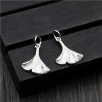 925 Sterling hopea riipus, 925 Sterling Silver, Ginkgo Leaf, 13.70x16.30mm, Reikä:N. 2mm, 10PC/erä, Myymät erä