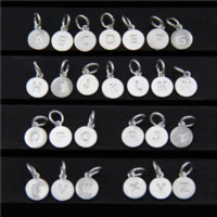 Pendentif en argent Sterling 925, Plat rond, modèle mixte, 8mm, Trou:Environ 2-3mm, 10PC/lot, Vendu par lot