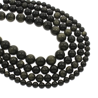 ouro Obsidian grânulos, miçangas, tamanho diferente para a escolha, Buraco:Aprox 1mm, vendido para Aprox 15.5 inchaltura Strand