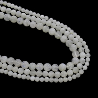 Blå Moonstone Bead, Rund, olika storlek för val, Hål:Ca 1mm, Såld Per Ca 15.5 inch Strand