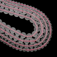 Natürliche Rosenquarz Perlen, rund, verschiedene Größen vorhanden, Bohrung:ca. 1mm, verkauft per ca. 15.5 ZollInch Strang