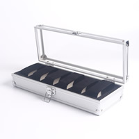 Kijk Jewelry Box, Aluminium, met Katoenfluweel & Ijzer & Acryl, Rechthoek, platinum plated, nikkel, lood en cadmium vrij, 330x123x63mm, Verkocht door PC