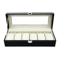 Watch Jewelry Box Wood with PU Leather & Velveteen & Zinc Alloy Rectangle platinum color plated nickel lead & cadmium free Sold By PC